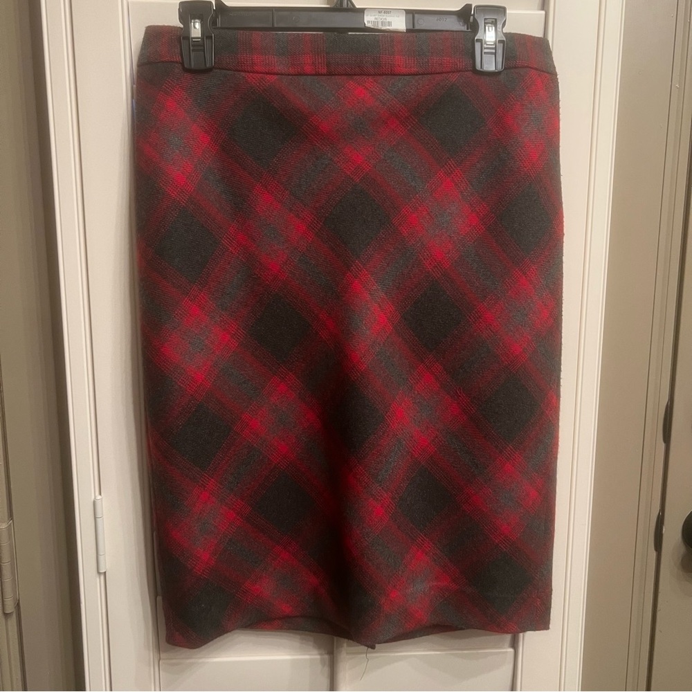 Red & gray plaid pencil skirt from The Limited